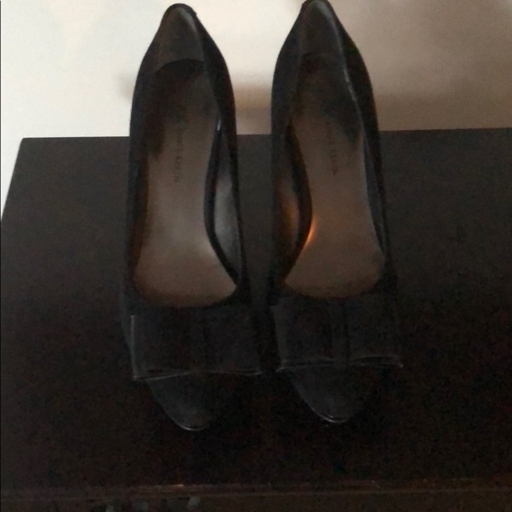 Black suede with suede pump 3.75 inch heel